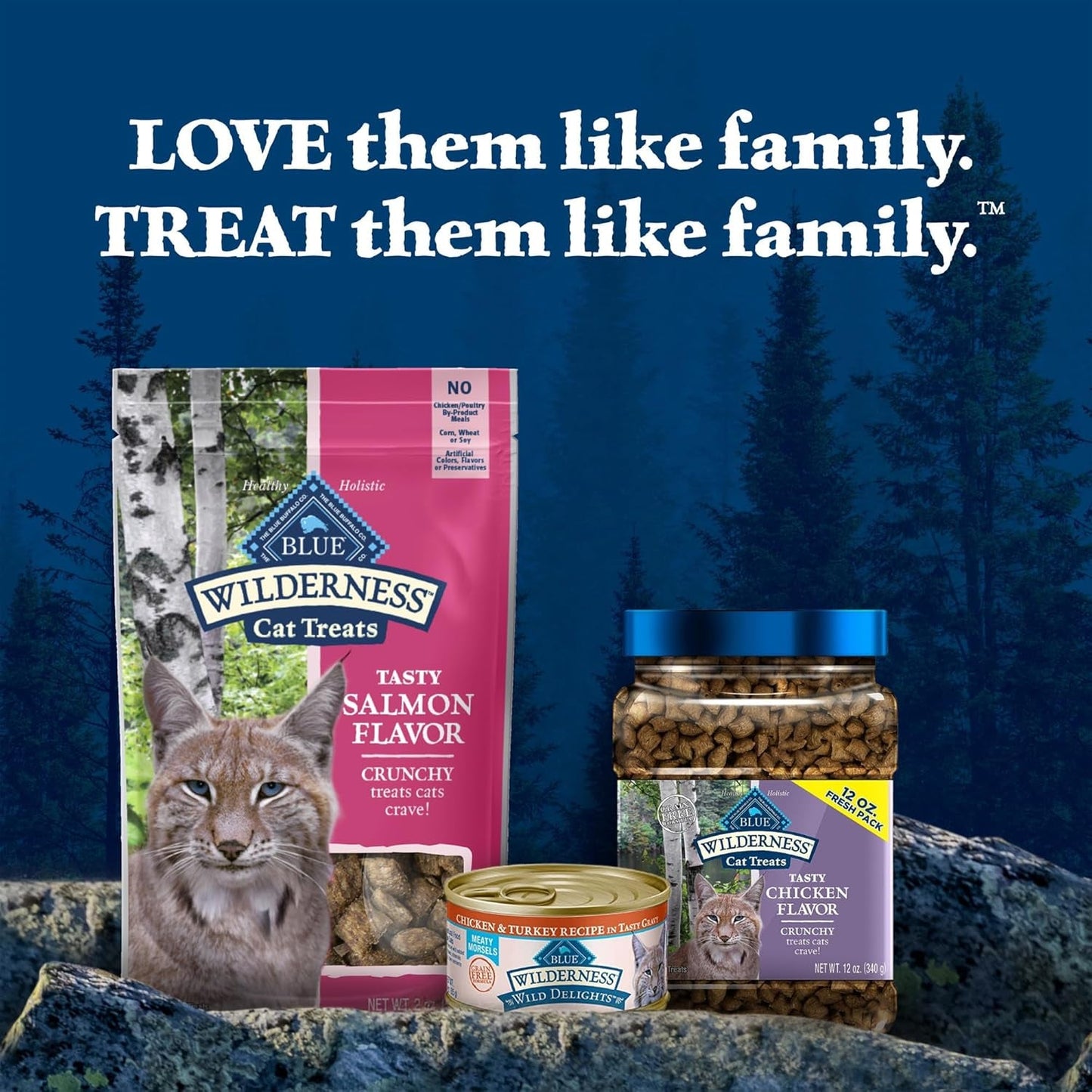 Wilderness High Protein Crunchy Cat Treats, Made with Natural Ingredients, Tasty Salmon Flavor, 2 - Oz Bag (Pack of 12) - FurrrBabies & More! - 744110711424