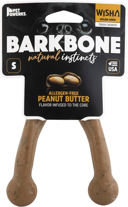 Wishbone Barkbone - Nylon Chew Toy for Aggressive Chewers - Peanut Butter Flavor - 5.38" - FurrrBabies & More! - 711181321784