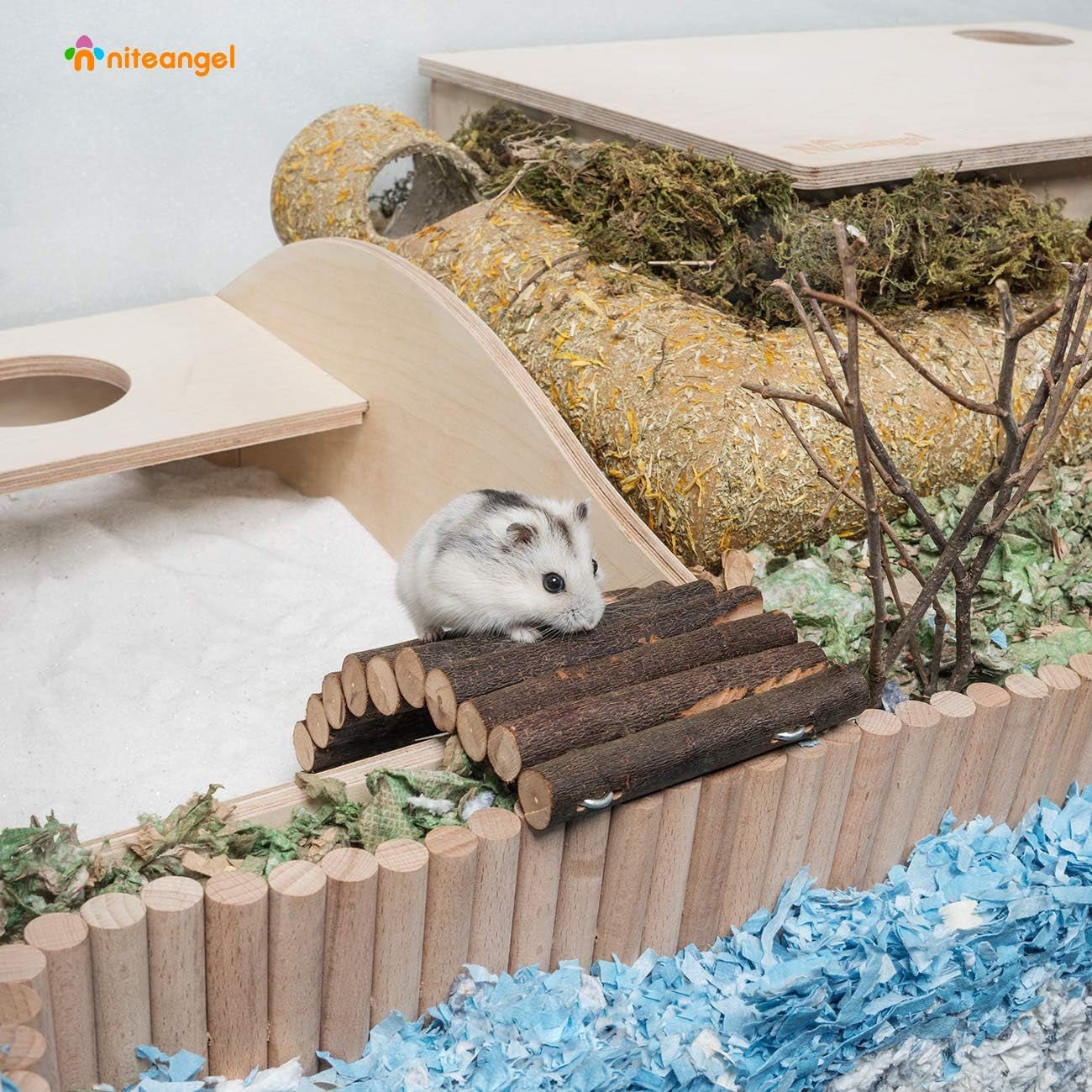 Wooden Ladder Bridge, Hamster Mouse Rat Rodents Toy, Small Animal Chew Toy - FurrrBabies & More! - 744111005232