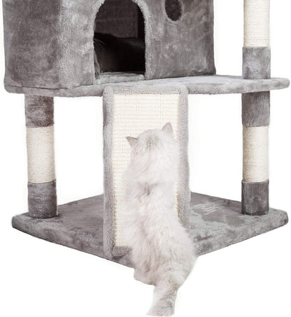 XL Size Cat Tree, 73.4 Inch Cat Tower with 3 Caves, 3 Cozy Perches, Scratching Posts, Board, Activity Center Stable for Kitten/Gig Cat, Light Gray MPJ032W - FurrrBabies & More! - 313042847831
