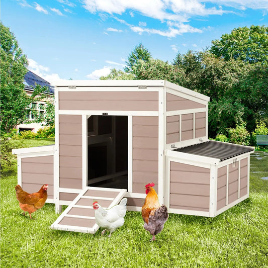 YODOLLA 56" Chicken Coop Large Wooden Hen House with 6 Nesting Boxes & Waterproof Roof for Outdoor Backyard Poultry Pet Cage - FurrrBabies & More! - 313052731724