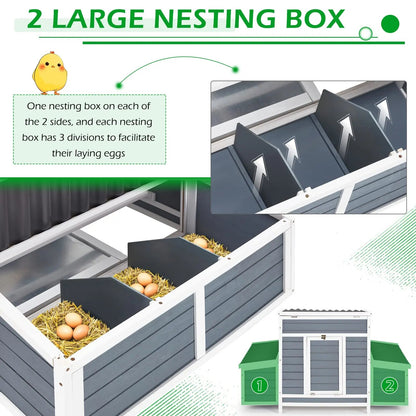 YODOLLA 56" Chicken Coop Large Wooden Hen House with 6 Nesting Boxes & Waterproof Roof for Outdoor Backyard Poultry Pet Cage - FurrrBabies & More! - 313052731724